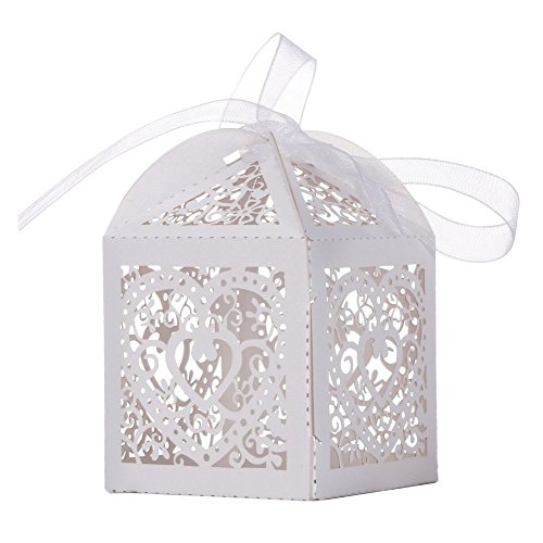 GHB 100pcs Süßigkeit Kästen Geschenkboxen Hochzeit Bonbons Boxen für Partys Geschenk Taufe Hochzeit Geburtstag usw Dekorpapier Weiß - 4