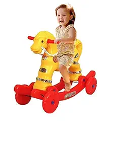 12FOR COLLECTION Trending Baby Horse Rider for Kids 1-5 Years Birthday Gift for Kids/Boys/Girls/Horsey Rocker/Ride-on Toy for Kids (Multi-Color) (Yellow Red)