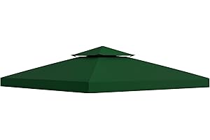 HOMCOM Outsunny Toit de Remplacement pour Gazebo de Jardin Toile de Rechange pour pavillon tonnelle Tente 3 x 3 m Vert foncé