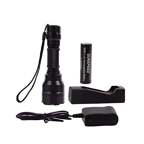 SUNSPEED LED Taschenlampe/5 Modus Regulierbar/ 800 Lumen /IP65 Wasserdicht/18650 wiederaufladbare Batterie+Batterieladegerät