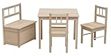 Impag Kindersitzgruppe aus europäischem Buche-Hartholz 1 Tisch, 2 Stühle, 1 Truhenbank mit Deckelbremse, 4 Varianten wählbar