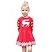 Produktbild Cooljun Baby Maedchen Prinzessin Kleid Kleine Mädchen Weihnachtskleid Rentier Schneeflocke Weihnachtsgeschenke Winter Strick Pullover Kleider (3-4 Jahre / 115-120CM, Rot A)