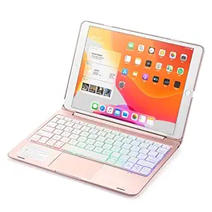 YKDY F8TS for iPad Air 2 & Air 1 / Pro 9.7 inch & 2017 iPad & 2018 iPad Colorful Backlit Bluetooth Keyboard Protective Case with Touchpad