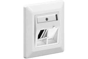 Goobay 95902 Keystone Einbaurahmen 2 Port / Netzwerk Dose für 2x RJ45 Keystone Module / 2-fach Aufputzdose / Snap-In-System / Anschlussdose / Weiß