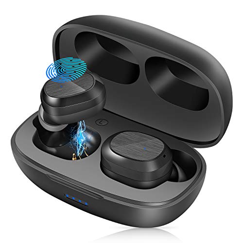 Auriculares Inalámbricos Bluetooth 5.1, Auriculares Wireless Impermeables IPX7 con Deep Bass, Un Paso Emparejamiento, Mini Portátil Caja de Carga, In-Ear Sport Cascos para iOS y Android