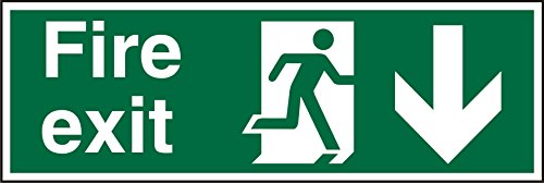 Stewart Superior Sign Fire Exit Arrow Down 450x150mm PVC Ref SP124PVC