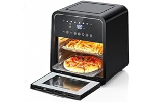 PORTOALEGRE Friggitrice ad Aria, Air Fryer 12L, Capacità XXL 2000W Multifunzionale Friggitrice Senza Olio, 8 Programmi, Schermo Digitale LED, Temperatura
