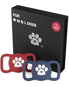 Airtag Dog Collar Holder ? Available in Several Colors & Sizes - 2 Pack Silicone Dog Airtag Holder - Premium Dog Collar Airtag Holder - Apple Airtag Dog Collar Comfortably Fits Dogs & Cats Too!