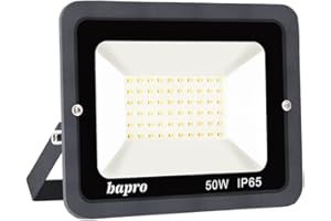 BAPRO Faretto 50W Fari LED per Esterno 6000K Luce Bianca Proiettore Moda Leggero, Faro Impermeabile IP65 per Giardino Cortile, Lampada Luce Potente Super Luminosa