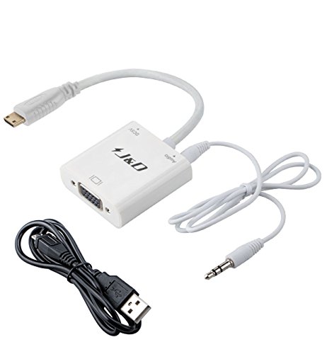 Mini HDMI auf VGA, J&D Goldbeschichteter Mini HDMI auf VGA Konverter inkl. Audio - Weiß
