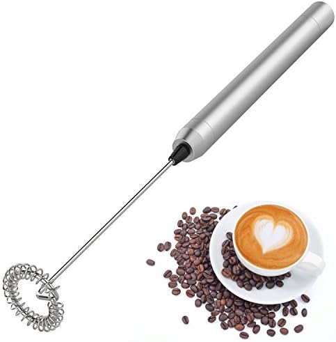 Handheld Electric Milk Frother,Food Grade Quality Stainless Steel Mini Portable Whisk- Silver