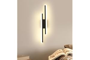 DELIPOP Applique Murale Intérieure LED, Design Lignes Moderne Lampe Murale 16W 1800LM, Noir Luminaire Murals en Acrylique pour Salon Chambre Couloir Escalier Salle de Bain, 3000K Blanc Chaud