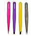 BEST TWEEZERS SET- 4 Tips Professional Stainless Steel Tweezers Set- Slant, Straight & 2 x Pointed -Precision Calibrated with FREE CASE!! Best for Eyebrows, Ingrown and Nose Hair, Splinters By Kovira