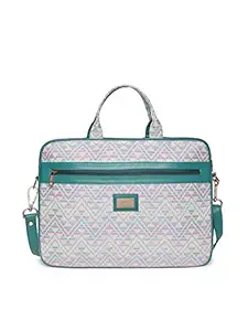 KLEIO Jaquard Laptop Handbag for Office Women Girls(HO3004KL-OGTRI_Olive Green)