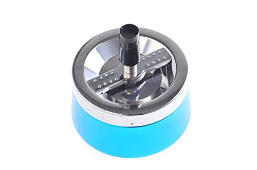 Quantum Abacus Runder Windaschenbecher / Drehaschenbecher aus Zinklegierung, blau-metallic, 9,5cm Durchmesser, Mod. 801-03 (DE)