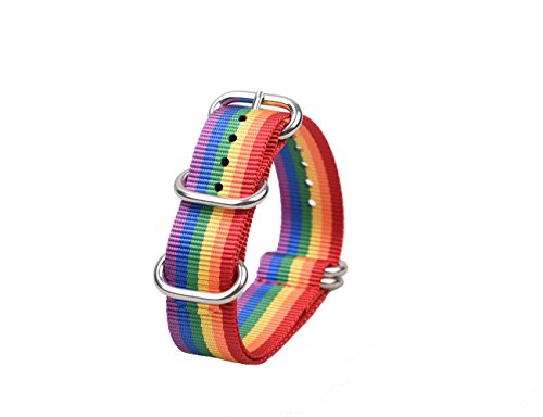 Randon Armbanduhr BANDS NATO Riemen Heavy Duty Ballistic Nylon Strap mit Edelstahl-Schnalle Rainbow