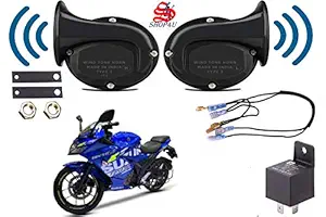 SHOP4U Snail Shape windtone Horn with Relay and Wire for Suzuki Gixxer SF 250 BS6 (Trumpet Sound, 12V)