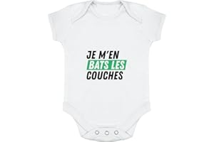 Otshirt Body bébé Je m'en bats les couches | Imprimé en France, cadeau humour naissance anniversaire baptème original rigolo humoristique (,)