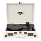 VINTAGE: El nuevo reproductor de vinilos auna Peggy Sue tiene un look retro de los años 50, con un exterior acabado con estilo jeans denim. El estilo acompaña la practicidad en este compacto reproductor de vinilos.