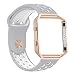 Produktbild Fitbit Blaze Tragegurt mit Rahmen, Zyra Sport Silikon Soft Band mit Belüftungslöcher und Rose Gold/Schwarz Edelstahl Rahmen für Fitbit Blaze Smart Fitness Watch klein/groß, damen, Silver/White + Rose Gold Frame