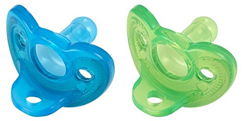 The First Years 2 Pack GumDrop Newborn Pacifier, Blue/Green