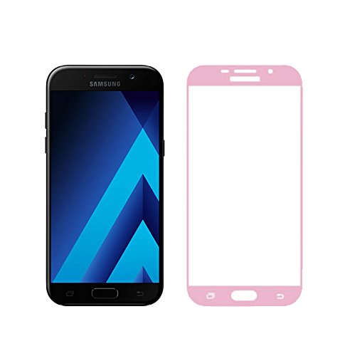 PLANETMOVIL   SAMSUNG GALAXY A5 2017  A520  PROTECTOR DE CRISTAL TEMPLADO COMPLETO en ROSA PEACH CLOUD VIDRIO PANTALLA