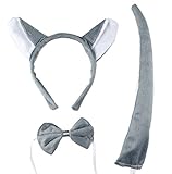 Felpa orejas diadema Halloween Pascua Animal Cosplay conejo cabeza Bopper pajarita cola Set