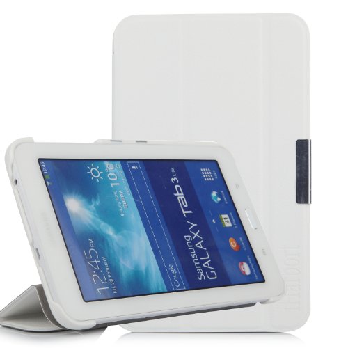 iHarbort® Premium Samsung Galaxy Tab 3 7.0 Lite 7 Zoll T110 T111 T113 T116 Leder Tasche Hülle Etui Schutzhülle Case Holder (weiß)