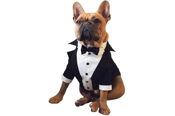 Dog Tuxedo Dress Dog Suit or Tuxedo Dogs Wedding Party Suit Wedding Bow Tie Shirt Formal Weeding(Black) (30)