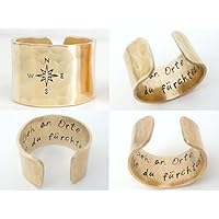 Geh an Orte die du fürchtest Messingring gehämmert handgestempelt 13mm breit glänzend - 21 - 40 Zeichen - Geschenk