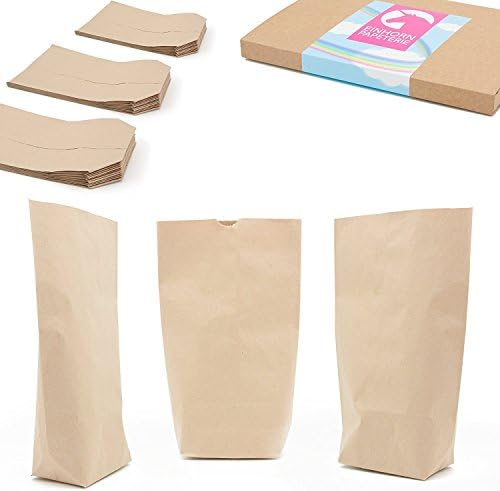 Unicorn – Brown Kraft Cross Bottom 14 x 22 cm – for use with Stationary for DIY Advent Calendar, Christmas, Easter, Party Favours, Weddings, Birthdays | Opaque