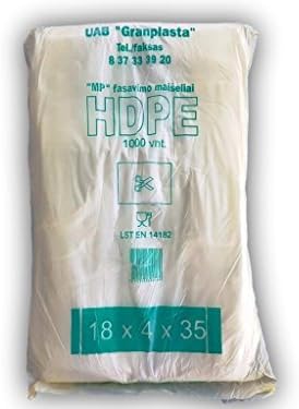 ( Pack of 1000 ) HDPE 18 x 4 x 35 cm , app. 26 x 35 cm , polythene COUNTER bags , plastic bags Food packing package wrap Butchers Bakery Shop Waste Disposal food product