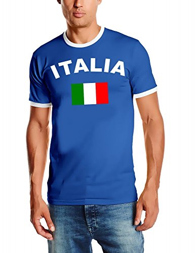 EM 2016 Italien Fußball T-SHIRT TRIKOT mit Deinem NAMEN + NUMMER ! HERI Ringer Blau Gr.XL