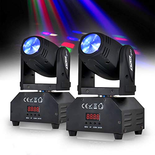 Lot de 2 Lyres Pur Light SEATTLE à LED 1x10W RGBW + Etrier de fixation DMX/STROBE