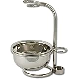 Mondial Italian Crafted Premium Chrome Plated Razor &amp; Brush Shaving Stand with Lathering Bowl