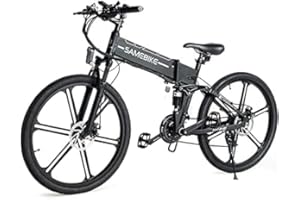 SAMEBIKE Electric Bicycle for Adults LO26-II 48V 10.4AH Ebike 26 inch Folding Electric Mountain Bikes with SHIMANO 21 Speeds Color LCD Display