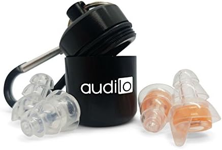 Ear Plugs for Sleep Silicone Audilo | SNR -23 Decibel Attenuation | Pack of 4 Earplugs, 2 Filters and 1 Box Storage