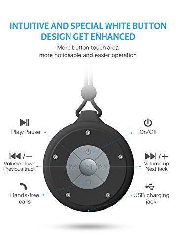AOOE-Mini-Portable-Bluetooth-Speaker-Waterproof-Shower-Speaker-5W-Outdoor-Speakerphone-for-Handsfree-Suction-Cup-and-Practical-Buckle-for-Outdoor-Shower-Black