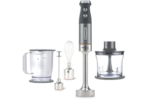 Kenwood Electrodomésticos Triblade System Pro HDM804SI Batidora de Mano, Incluye Vaso medidor 1 L, Accesorios incluidos, 1000 W, Gris Plateado