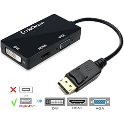 CableDeconn Displayport Dp to HDMI/DVI/VGA Male to Female 3-in-1 Adaptador Convertidor Cable