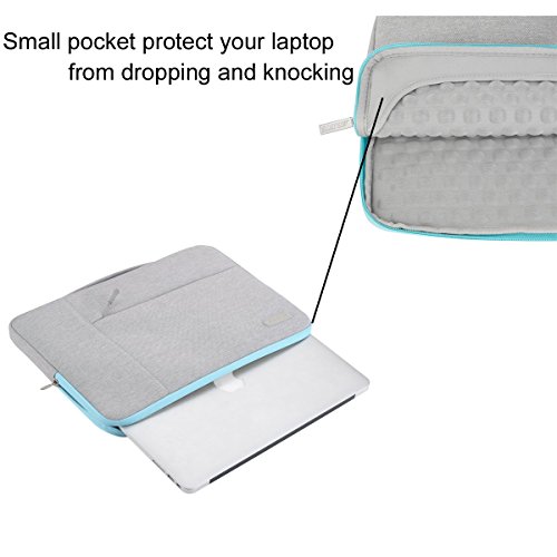MOSISO Polyester Gewebe Multifunktionshülsen Aktenkoffer Handtaschen Kasten Abdeckung für 14 Zoll Notebook Computer Ultrabook, Grau & Heiß Blau - 5