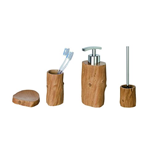 WENKO 21041100 WC-Garnitur Forest – elegante Holzoptik, Polyresin, 10.6 x 39 x 10.7 cm, Braun - 3