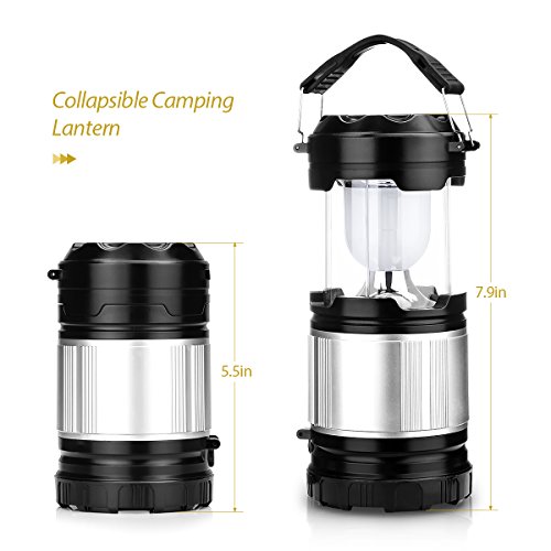 2 x LED Camping Laterne, Vtin zusammenklappbare 500lm tragbar LED Campinglampe mit 3 AA-Batterien, 3 Helligkeitsstufe mit 30 LED, Batteriebetrieb, haltbar Außenleuchte für Wandern, Camping, Notfall Gartenlaterne usw [Energieklasse A+] - 3