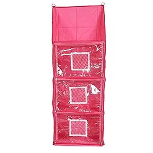 Kuber Industries Cotton Four Cabinet Hanging Baby Almirah (Pink)-CTKTC25373