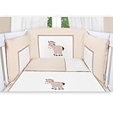 6 teiliges Luxus Bettset Prestij mit Stickerei in beige inkl. Babywickelauflage - 4