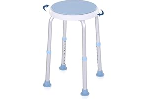 Vigevee Sgabello da doccia, girevole a 360°, altezza regolabile, per la doccia, antiscivolo, per anziani