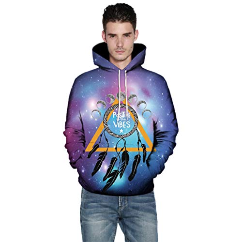 Unisex Hoodies 3D Print Pullover Lightweight Sweatshirts with Pockets, DIKEWANG Men's Long Sleeve Sweatshirts Neon Printed Couples Hoodies 3D Graphic Jumpers Sportswear Top Blouse