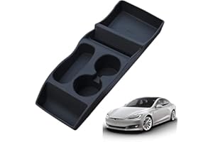 WFFUSHOU Abs Car Center Console Organizer FüR Tesla Model S 2012 2013 2014 2015 2016, Silikon Center Container GeträNkehalter Aufbewahrungsbox
