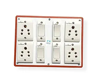 Extension Board Multi Outlet Electrical Switch Board (for Wall Mounted) with 4 SWITCHES 6Amp + 4 SOCKETS 6Amp Attached Complete Set of 1