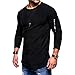 Produktbild Swallowuk Langarmshirt Herren Sweatshirt Pullover Pulli Sweater Rundhals Langarm Shirt mit Reißverschluss Hemd Tee (XL, Schwarz)